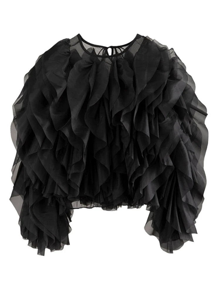 Ruffled Chiffon Blouse for Women - HalleBeauty